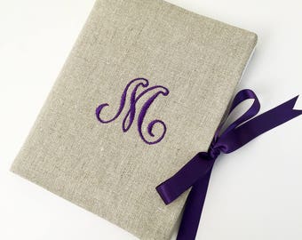 5x7 Personalized Photo Album / Rustic Photo Album / Monogram Photo Album 5x7 / Linen Photo Album 5x7 / Personalized Wedding Photo Album Gift