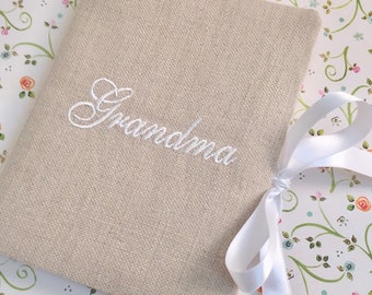 Mothers Day Gift Ideas, Grandma Brag Book, Personalized Brag Book, Mothers Day Photo Gift Custom Linen Photo Album, Name Photo Album 4x6