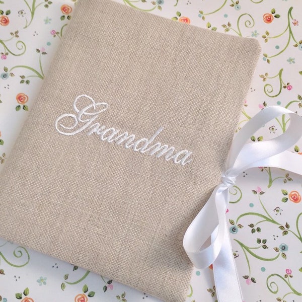 Mothers Day Gift Ideas, Grandma Brag Book, Personalized Brag Book, Mothers Day Photo Gift Custom Linen Photo Album, Name Photo Album 4x6