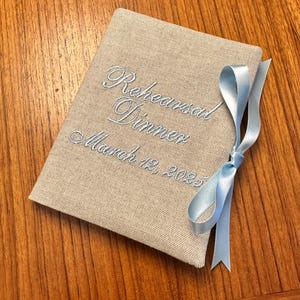 Rehearsal Dinner Photo Album with Date, Personalized Wedding Album 5x7, Linen Photo Album, Engagement Gift Custom Album Couples Gift