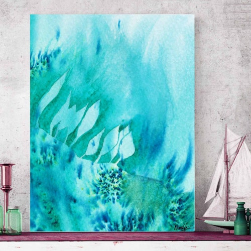 Watercolor Wall Art Watercolor Print Green Abstract Print Etsy