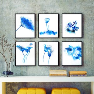 Abstract Watercolor set of 6 prints, wall art, flower watercolor painting, abstract watercolor prints FREE SHIPPING image 1