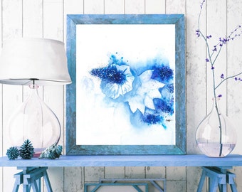 blue abstract decor abstract art watercolor print housewarming gift wall decor gift for girlfriend