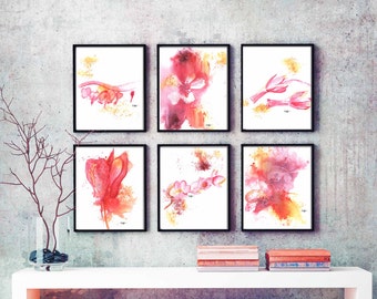 Printable Floral Prints | Floral Art Set Gift, Birthday | Digital File | Print Yourself | Watercolor