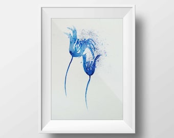 blue abstract art tulip abstract art blue flower art modern nature art tulip wall art abstract art art abstract watercolor abstract abstract