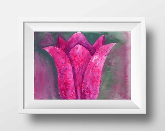 tulip watercolor print, valentines, mothers day gift, floral watercolor painting