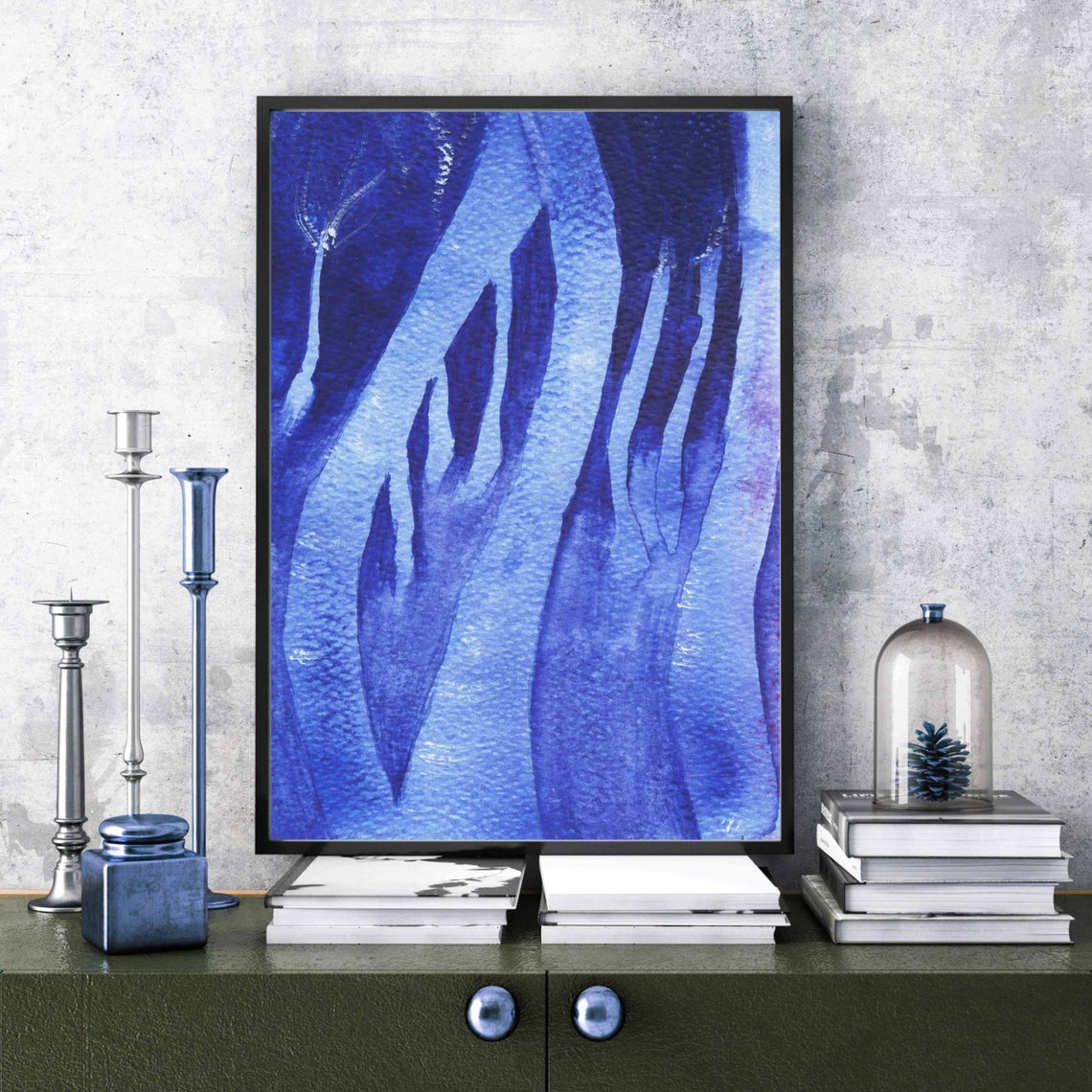 Art Prints, Blue Art Prints Watercolour Art Set, Prints Etsy UK