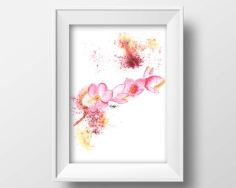 watercolor flower  painting abstract flower painting flower wall art modern art print gift for girlfriend wall decor