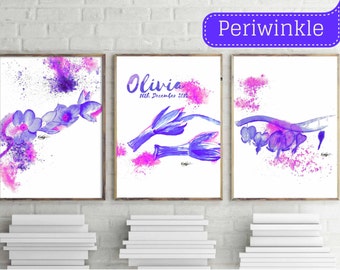 nursery wall art decor, baby print set, nursery set, printable baby decor, floral nursery art, baby girl gift, painting watercolor