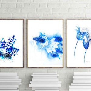 Abstract Watercolor set of 6 prints, wall art, flower watercolor painting, abstract watercolor prints FREE SHIPPING image 2