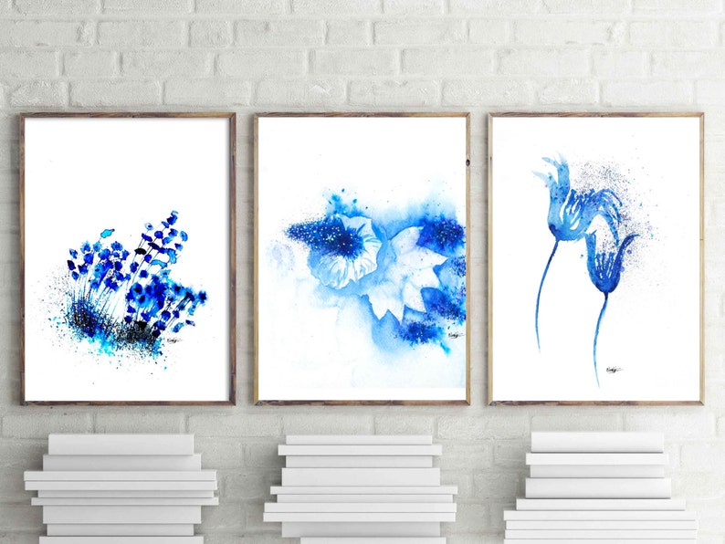 Abstract Watercolor set of 6 prints, wall art, flower watercolor painting, abstract watercolor prints FREE SHIPPING image 2