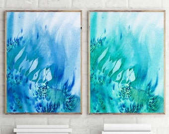 bathroom art bedroom art watercolor painting turquoise painting abstract watercolor watercolor paintings abstract paintings