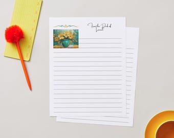 Printable and Editable Floral Stationery  – Elegant Floral Writing Paper, Lined Letter Pages for Journaling