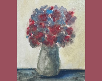 Miniature Watercolor Original Painting ACEO Collectible by artist Laurel Jeninga "Vase of Flowers #53"