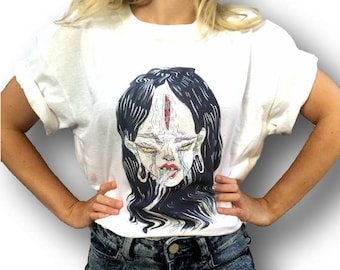 Rihanna Tee, Alien Graphic Tee, Aesthetic Clothing, Indie Clothing Grunge, 90s, Tumblr Clothing, Psychedelic Clothing, Hip Hop Clothing Tee