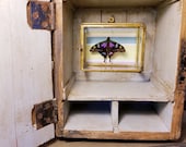 Purple Spotted Swallowtail Butterfly in a Wood Box Brass Glass Box Grey Handpainted Dovetailed Carved Initials