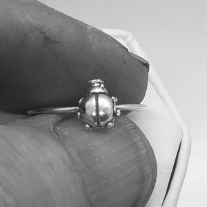 Lady Bug, Sterling Silber Ring mit 18 Gauge Sterling Silber Runddraht Ring Band. Sie können Ihre Größe wählen!