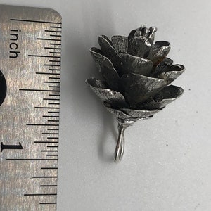 Hemlock Cone pendant, SS, &quot;large open cone&quot; cast from real hemlock cone using the lost wax casting process. No two are exactly alike.