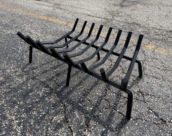 Heavy Duty Fireplace Grate: Curved Base Tapered Design (Carbon Steel or Stainless Steel)