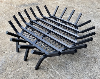 ROUND Fire Pit Grate 5/8" Heavy Bar Construction, Fire Pit Wood Grate, Fire pit Insert Grate-Wood Burning with Char Guard Ember Catch