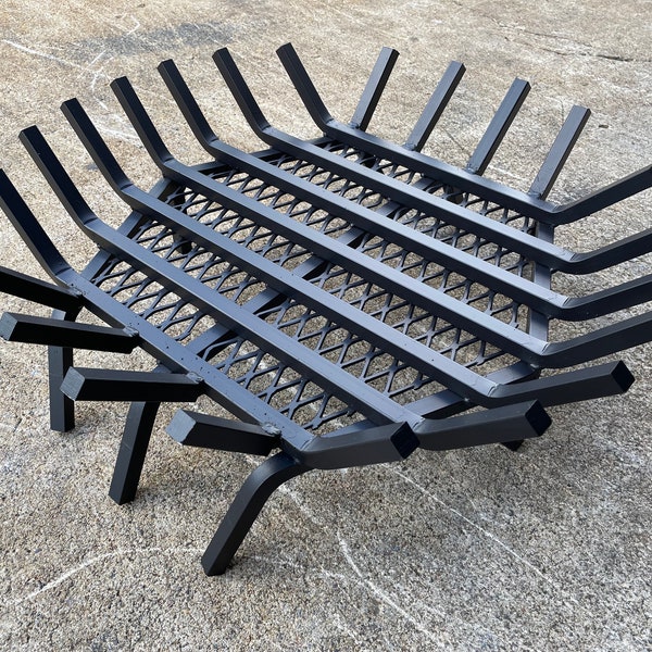 ROUND Fire Pit Grate 5/8" Heavy Bar Construction, Fire Pit Wood Grate, Fire pit Insert Grate-Wood Burning with Char Guard Ember Catch