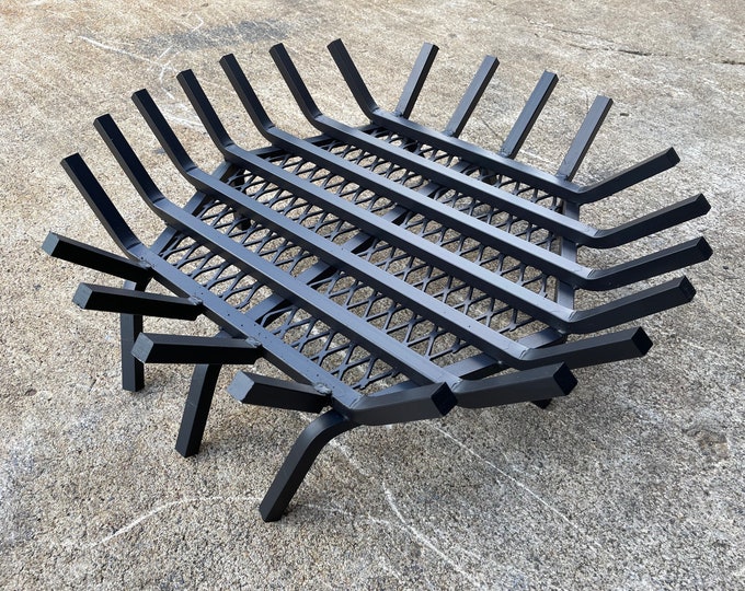 Heavy Duty Round Fire Pit Grate: Carbon Steel, Stainless Steel, Char Guard, USA Made