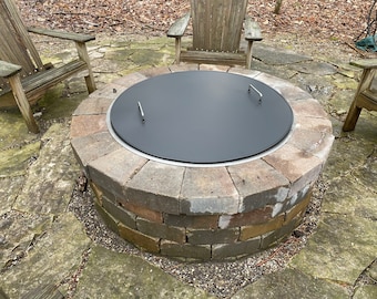Galvanized Steel Fire Pit Lid, Snuffer Cover, Round or Square, Heat Resistant