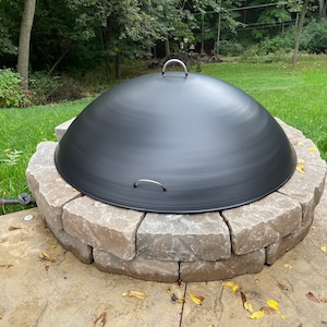 Dome Fire Pit Lid Cover, Carbon Steel Fire Pit Round Snuffer Cover, Fire Hearth Cover, Fire Bowl Cap, Heat Resistance, Lid Cover Safety