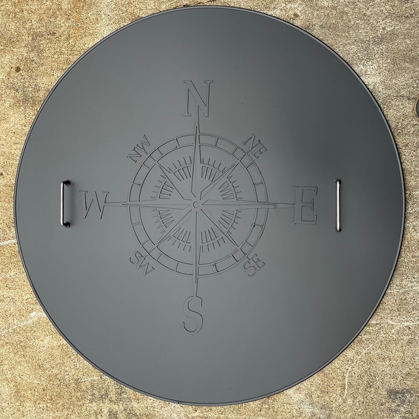 COMPASS MONOGRAM FIRE Pit Snuffer cover -Round, Square, or Octagonal Snuffer Cover One Piece -304 Stainless Steel Metal