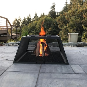 Mesh Steel Fire Pit Safety Screen Square/Rectangle, Carbon Steel Fire Screen Shield, Fire Pit Guard, Fireproof Screen, Outdoor Fire Pit