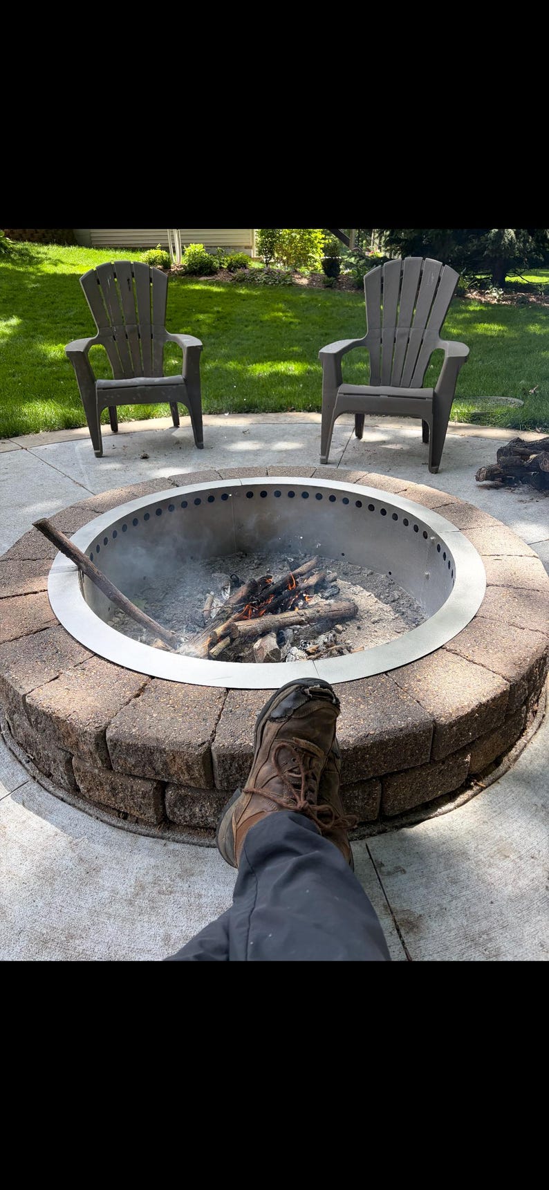 Smokeless Fire Pit Ring, 304 Stainless Steel, 3" Top Lip image 3
