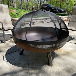 Lift off Dome Bowl Fire Pit Safety Screen, Mesh Steel Fire Pit Screen Guard, Spark Fireproof Screen, Safety Shield, Fireplace Screen Outdoor