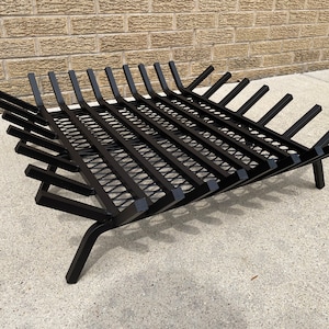 SQUARE Fire Pit Grate 5/8" Heavy Bar Construction-with Char Guard Ember Catch