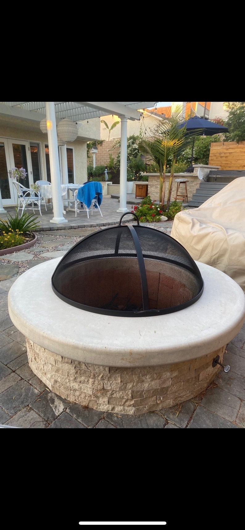 FIRE PIT SAFETY Screenlift off Dome Round Fire Pit Screenall Etsy