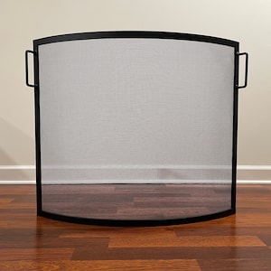 Fireplace Screen, Modern Curved/Bowed Standing Fireplace Screen, Fireplace Safety Guard Screen, Fireplace Accessories, Fireplace Tools