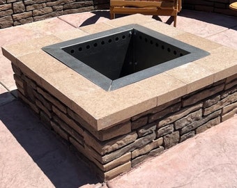 Smokeless Square Fire Pit Liner: 304 Stainless Steel, 3" Top Lip, USA Made