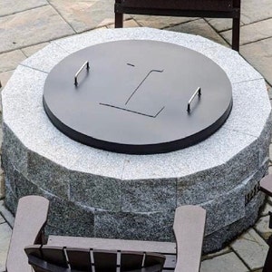 Custom Monogram Fire Pit Lid Cover, Stainless Steel Fire Pit Snuffer Cover with Rise, Spark Screen Lid One Piece, Fire Pit Top Safety Lid
