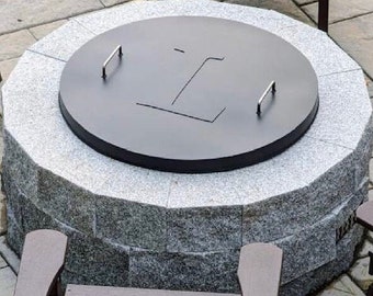 FIRE PIT Snuffer/Lid cover 1"-3" RISE Option with Monogram -Round or Square Snuffer/Lid Cover One Piece -304 Stainless Steel (with Monogram)