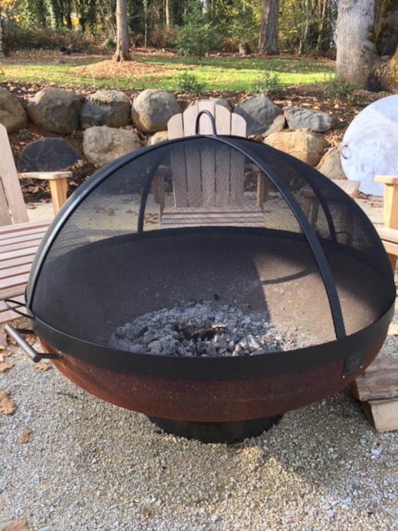 FIRE PIT SAFETY Screenlift off Dome Round Fire Pit Screenall Etsy
