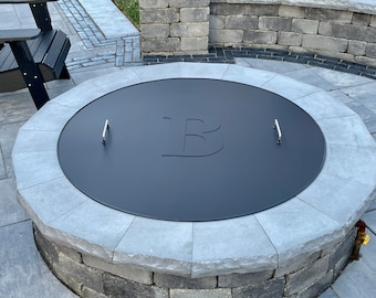 Custom Monogram Aluminum Fire Pit Lid Cover - Heat Resistant Snuffer