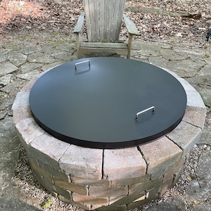 Stainless Steel Fire Pit Lid Cover & Rise Option, Fire Pit Snuffer Cover Round, Spark Screen Lid One Piece, Heat Resistance, Fire Pit Clean
