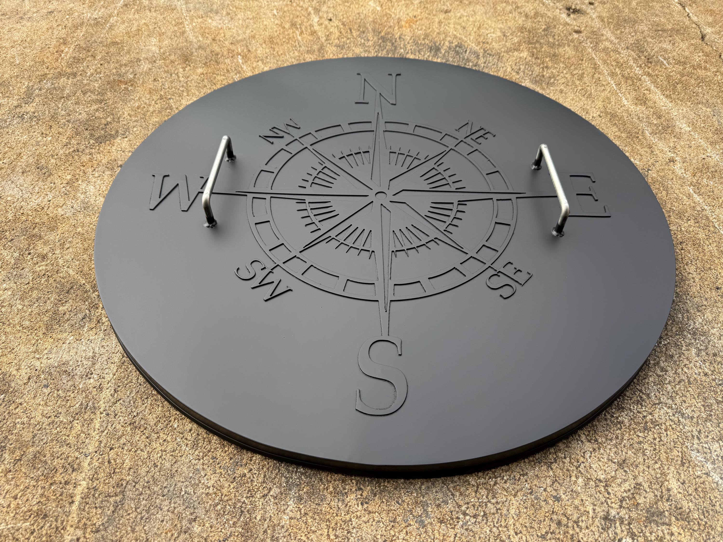 Compass Fire Ring Compass Monogram Fire Pit Lid: Stainless Steel Snuffer Cover - Etsy