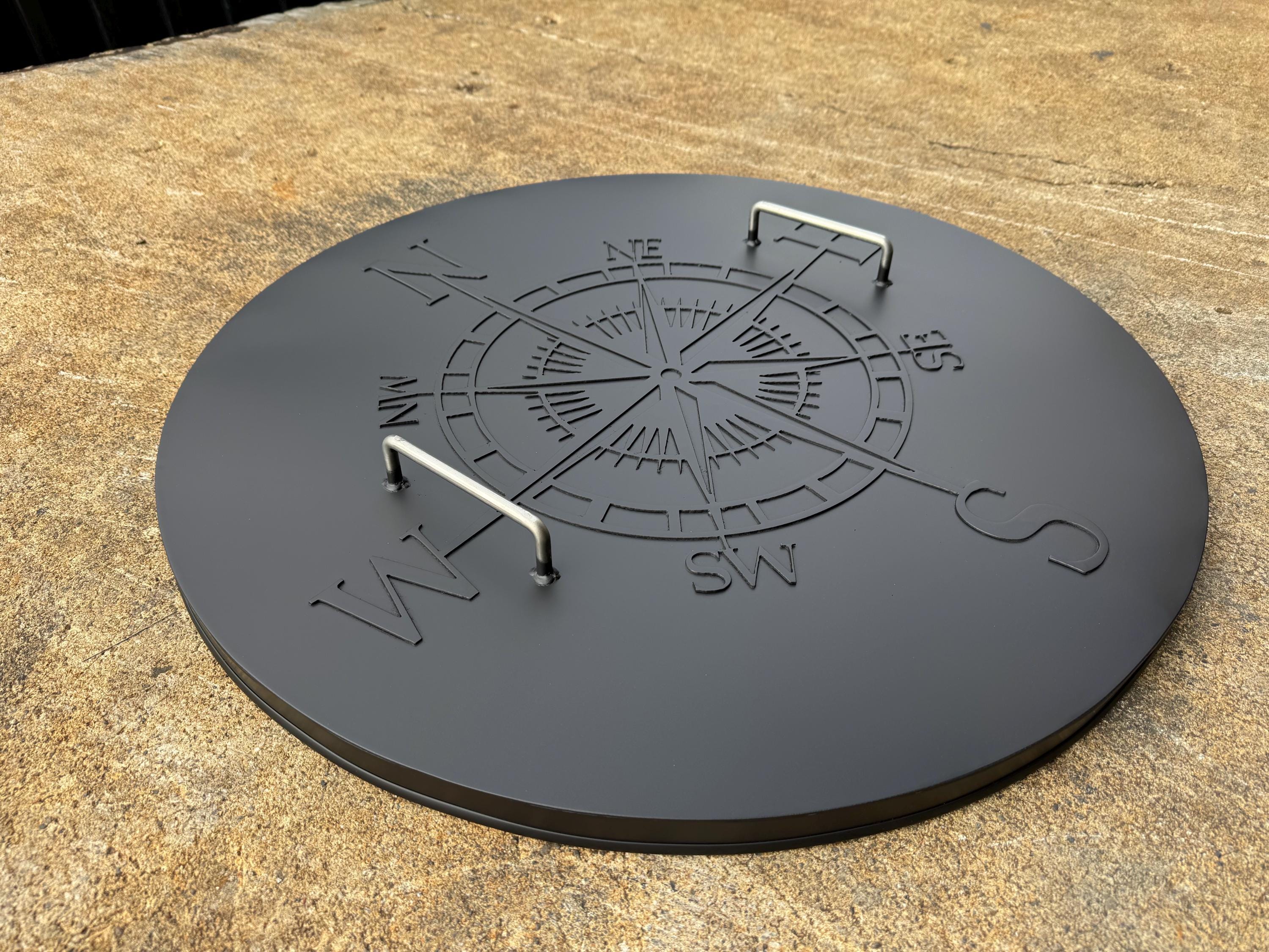 Compass Fire Ring Compass Design Stainless Steel Fire Pit Lid: Snuffer Cover With Rise - Etsy