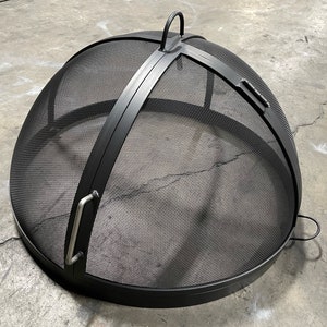Fire Pit Lift off Dome Safety Screen Mesh Steel, Round Fire Pit Screen Guard with Single Door, Spark Fireproof Screen, Safety Shield