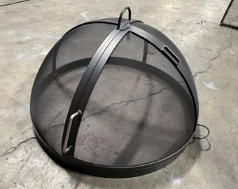 FIRE PIT SAFETY screen-Lift Off Dome Round Fire Pit Screen with Single Door-All Carbon Steel