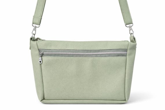 Slouchy Crossbody Sage Green Faux Leather Bag
