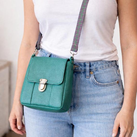 Teal Faux Leather Small Crossbody Bag