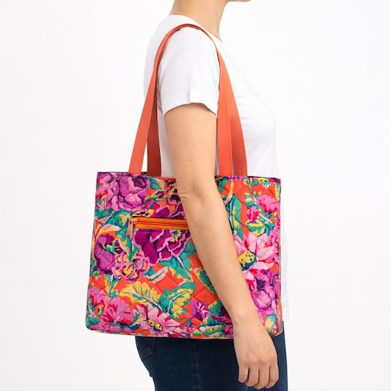 Beautiful Quilted Tote Style Bag made with Kaffe Fassett Floral Dance Fabric