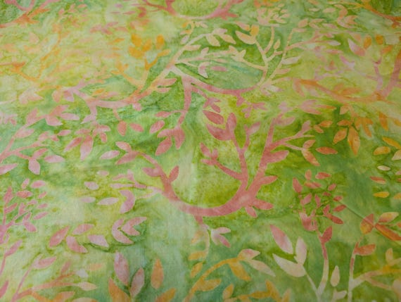 Quilter Cotton Yellow, Green and Pink Batik Fabric by Riley Blake