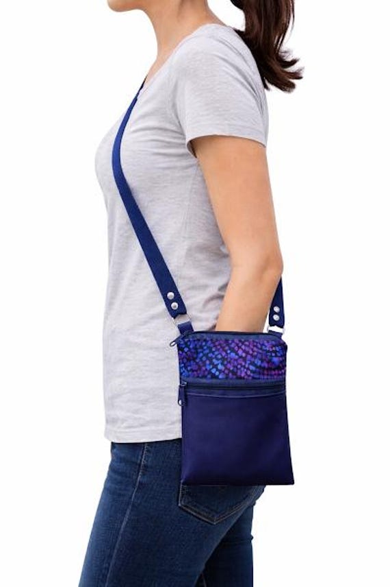 Shimmering Navy Cross Body Cell Phone Bag